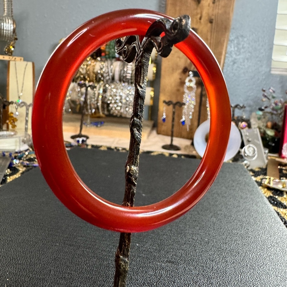 Carnelian Natural Stone Bangle Bracelet - Picture 4 of 7